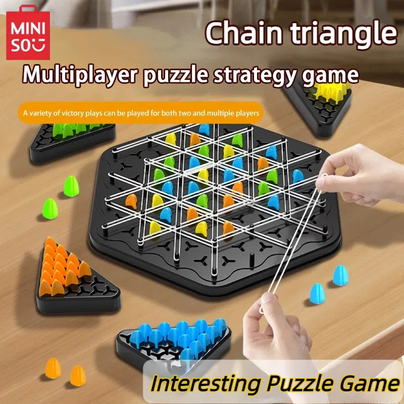 

MINISO геометрическая цепочка шахматы-головоломка треугольные шахматы настольная игра с резиновой лентой обучение семейное взаимодействие упражнения мышление игрушки подарки