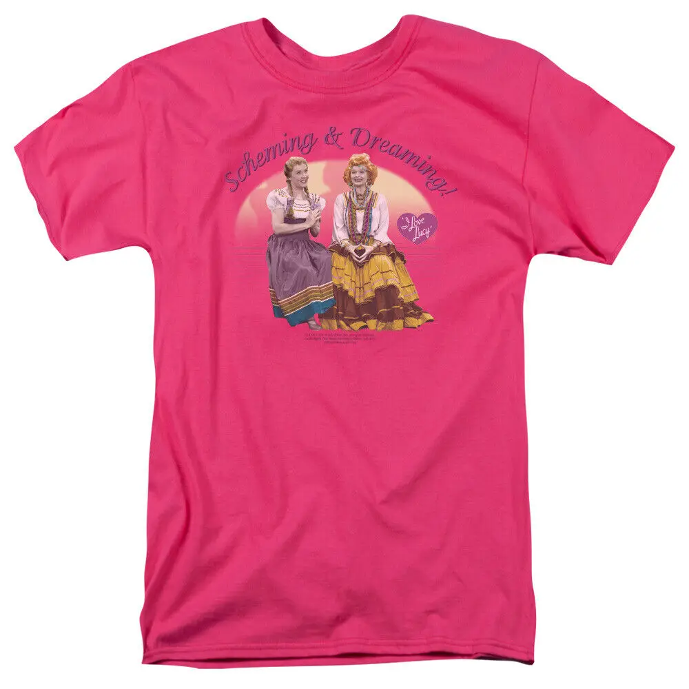 I Love Lucy Scheming Dreaming T Shirt Mens Licensed Classic TV Show Hot Pink