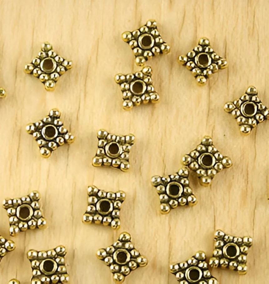 

80pcs 6mm Alloy matel antiqued gold square spacer beads HWH2305