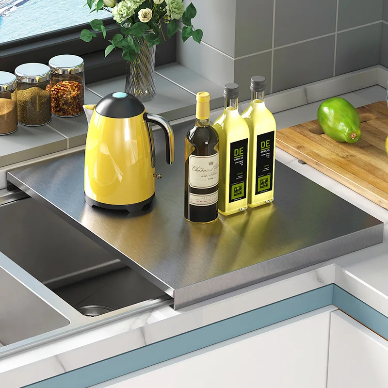 Stainless Steel Kitchen Sink Cover Board Countertop Utility Rack Custom Or Grade Options Openings Waterproof Work Surface