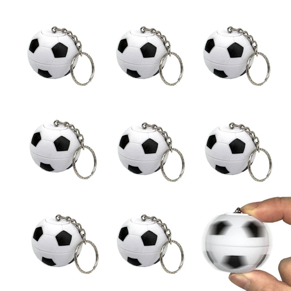 9Pcs Creative Soccer Keychains Stress Relief Stress Ball Rotate Football Shaped Pendant for Sports Bag Carnival Party Favors