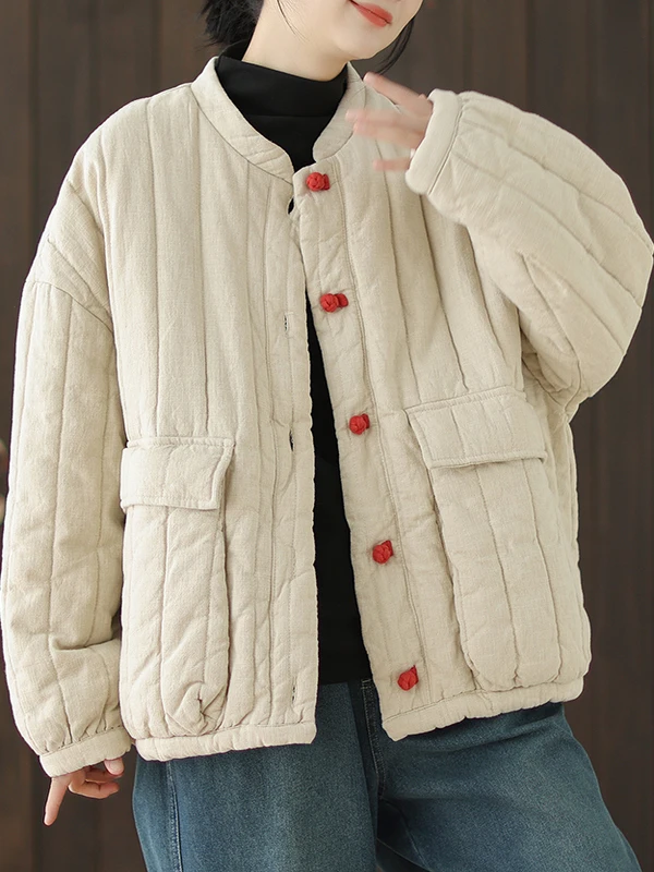 Retro Sle ort Thiened Cotton Jaet Ciepły płaszcz damski w stylu retro na jesień i zimę, nowość, płaszcz bawełniany z bawełnianą wkładką.