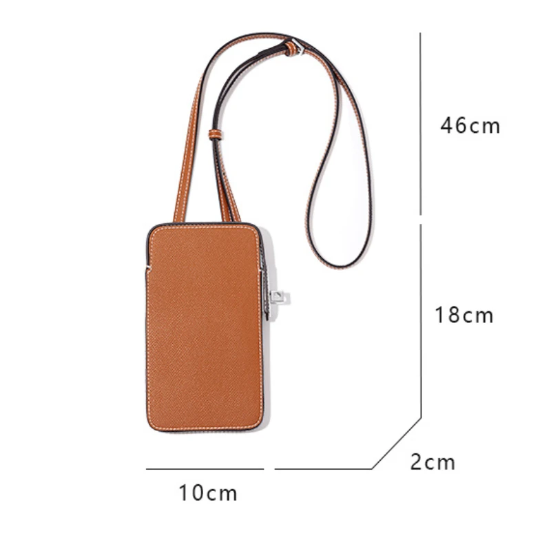 Girls Genuine Leather Messenger Bag Mobile Phone Shoulder Bag Pocket Crossbody Bag Designer Buckle Closure Purses And Handbags