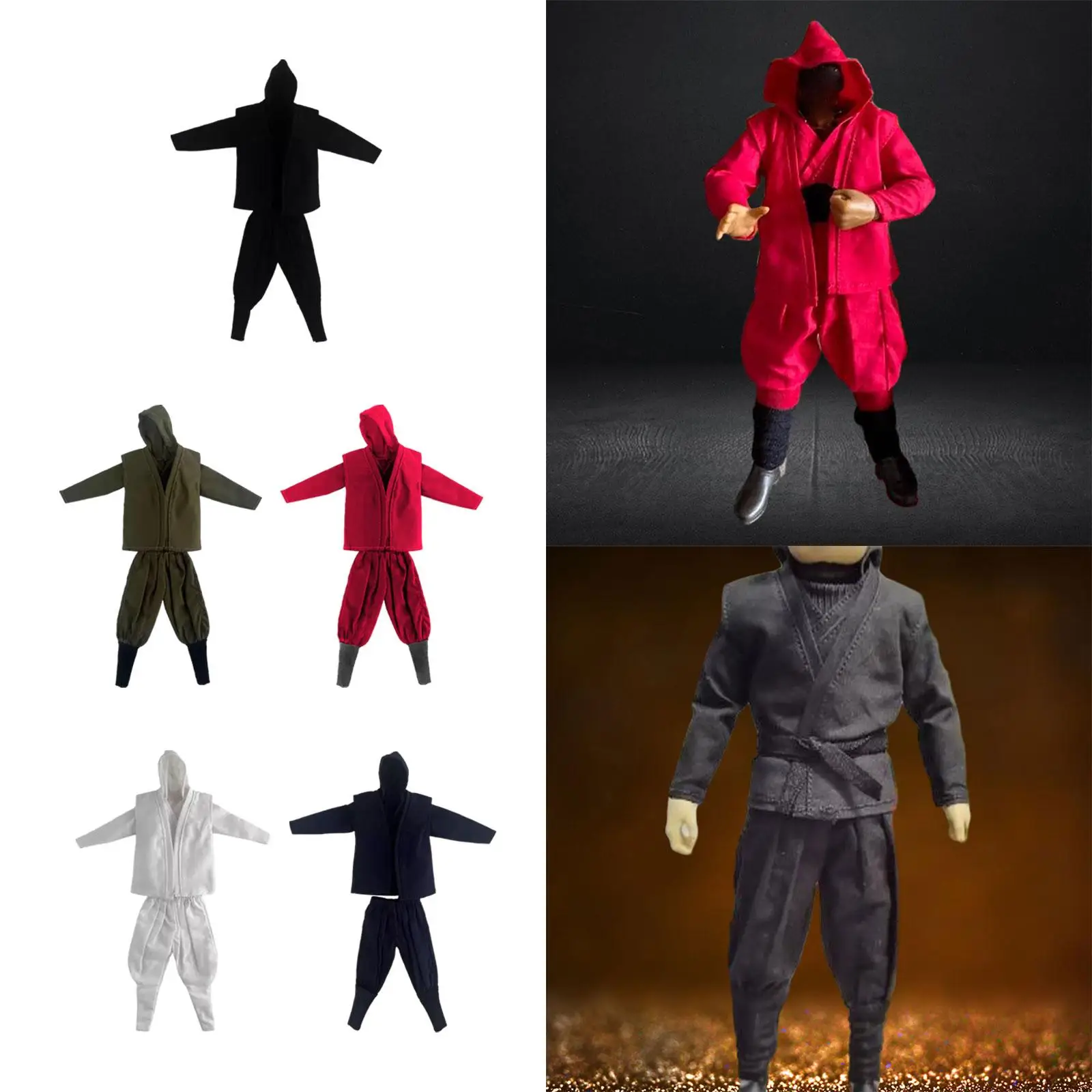 1/12 Scale Male Figure Clothes Hoodie Top and Pants Cosplay Fashion for 6' Male Action Figures Dress up BJD Doll Accessories DIY