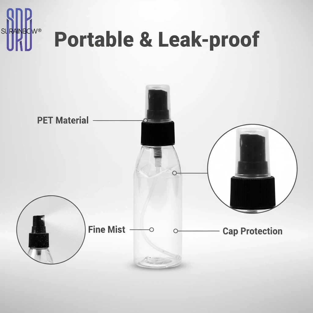 Sprühflaschen, durchsichtiger, leerer, nachfüllbarer Mini-Spritzer aus Kunststoff für Reisen, Reinigung, Hautpflege-Zerstäuber für ätherische Öle, Parfüm