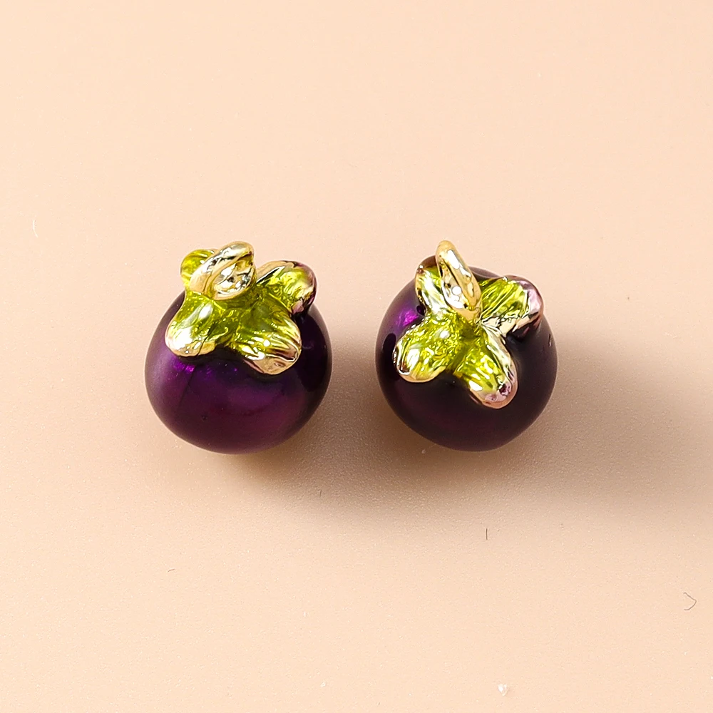 5 Stück Niedliche Gemischte Obst- und Gemüseanhänger: Kirsche, Traube, Mais - Emaille-Charms für DIY Schmuckherstellung, Halsketten und Ohrringe – Detail 28