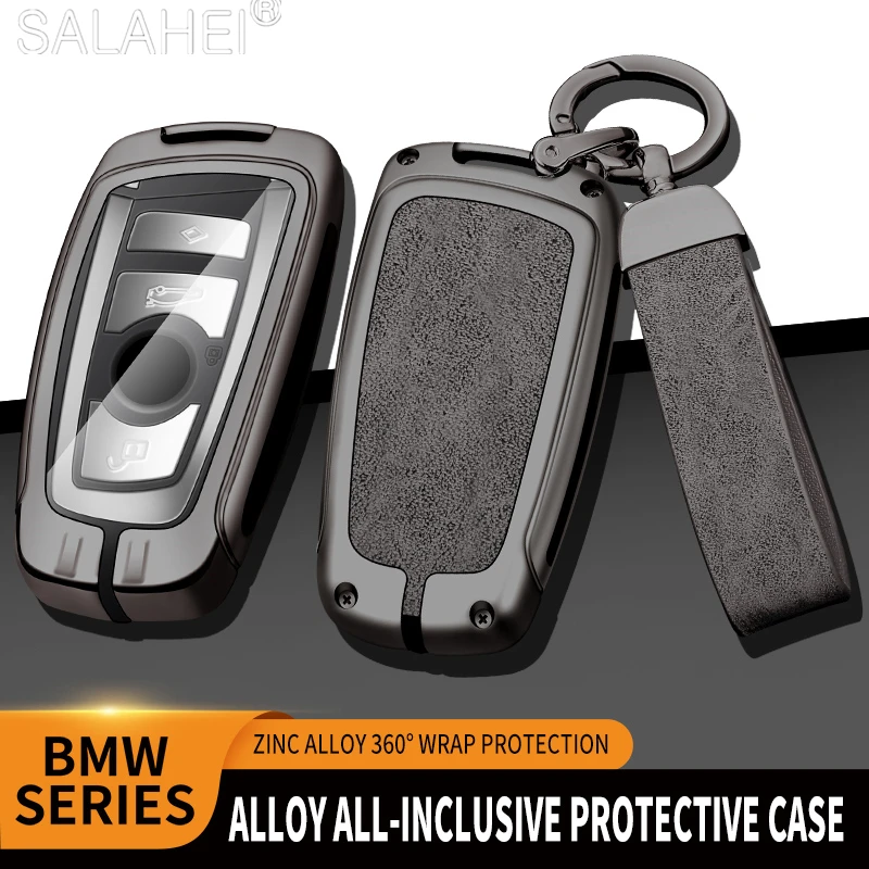 Zinc alloy+leather Car Key Case Cover Shell For BMW 3 4 5 Series 320i 530i 550i F20 F21 F30 F31 F25 F01 F02 Keychain Accessories