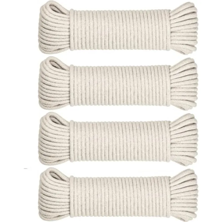 

200Feet Natural Cotton 3/16 Inch Rope, Heavy-Duty General-Purpose Utility Cord, Clothesline Rope, Ideal for Tents, Hammocks, Ha