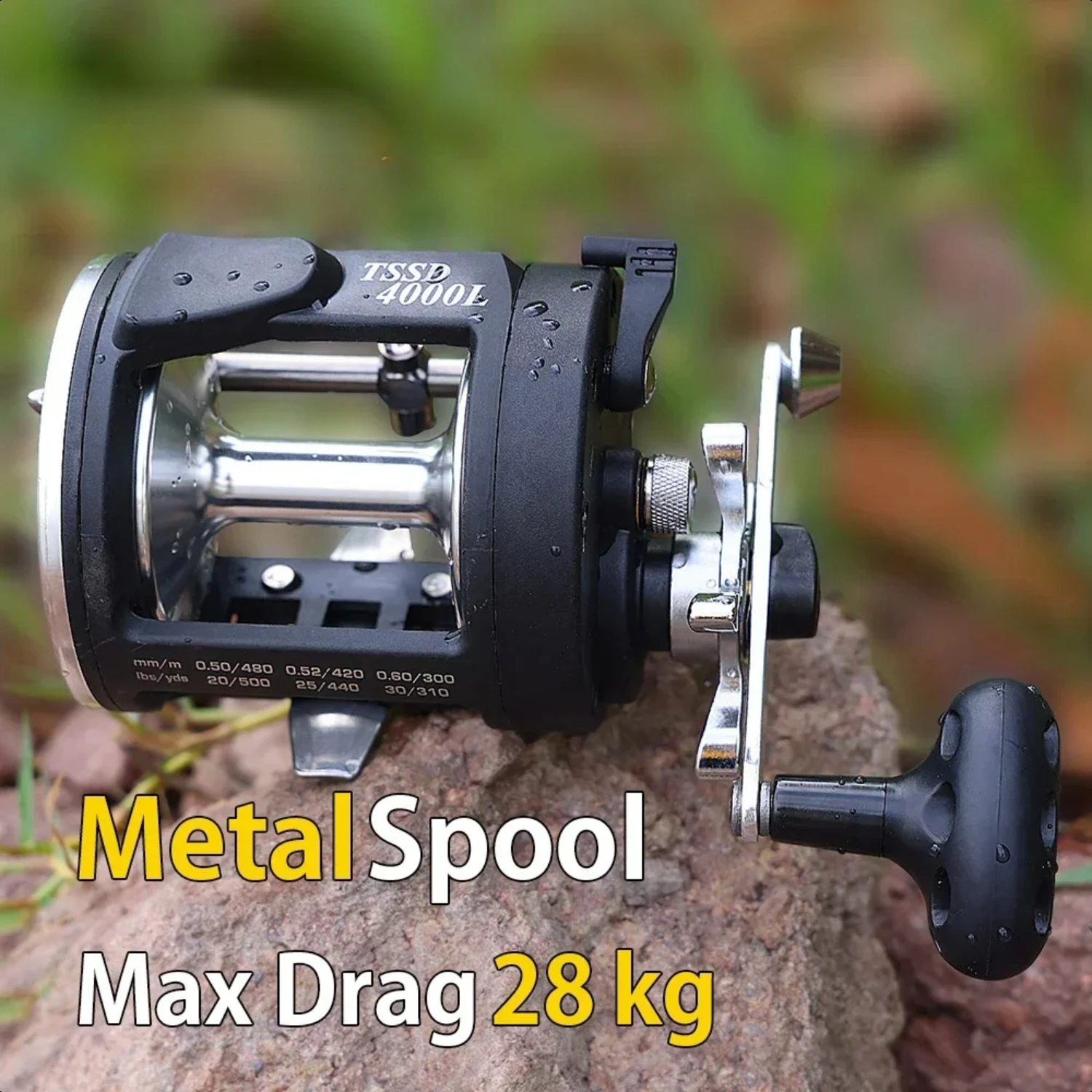 Baitcasting Fishing Reel 28kg Max Drag Metal Coil Trolling Drum Fishing Reel  Bass Freshwater Fishing Molinete