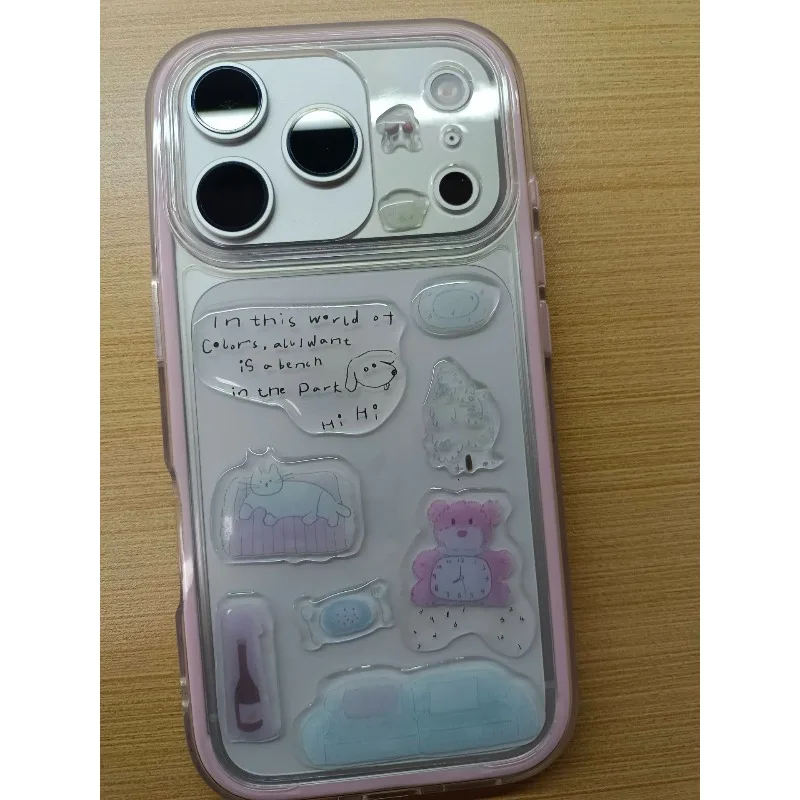 

3D Jelly Korean Bear Clock Stickers - New INS Cute Glue Decals for Computer Phone Case DIY Decor