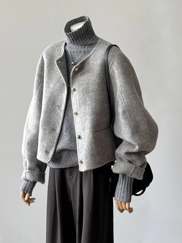 Hebden Sle Strickpullover mit hohem Kragen und Wollmantel, zweiteiliges Set für Damen, einzigartiges Design, Premium-Qualität, erschwinglich