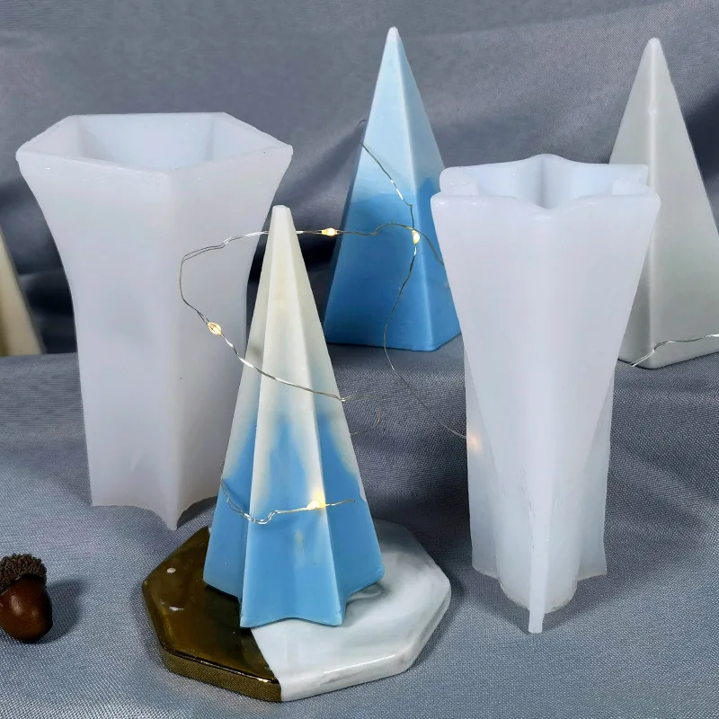 New Hexagonal Round Cone Pyramid Aromatherapy Candle Silicone Mold Candle Making Mould Set for Home Decoration
