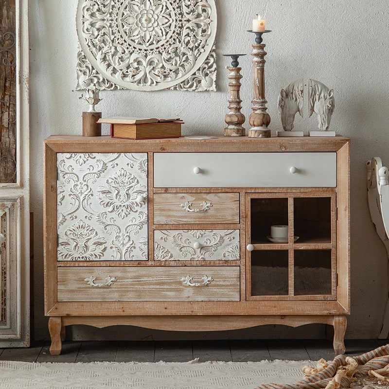 

American style wooden living room cabinets minimalist vintage decoration high-end Storage cabinet armoire de rangement furniture