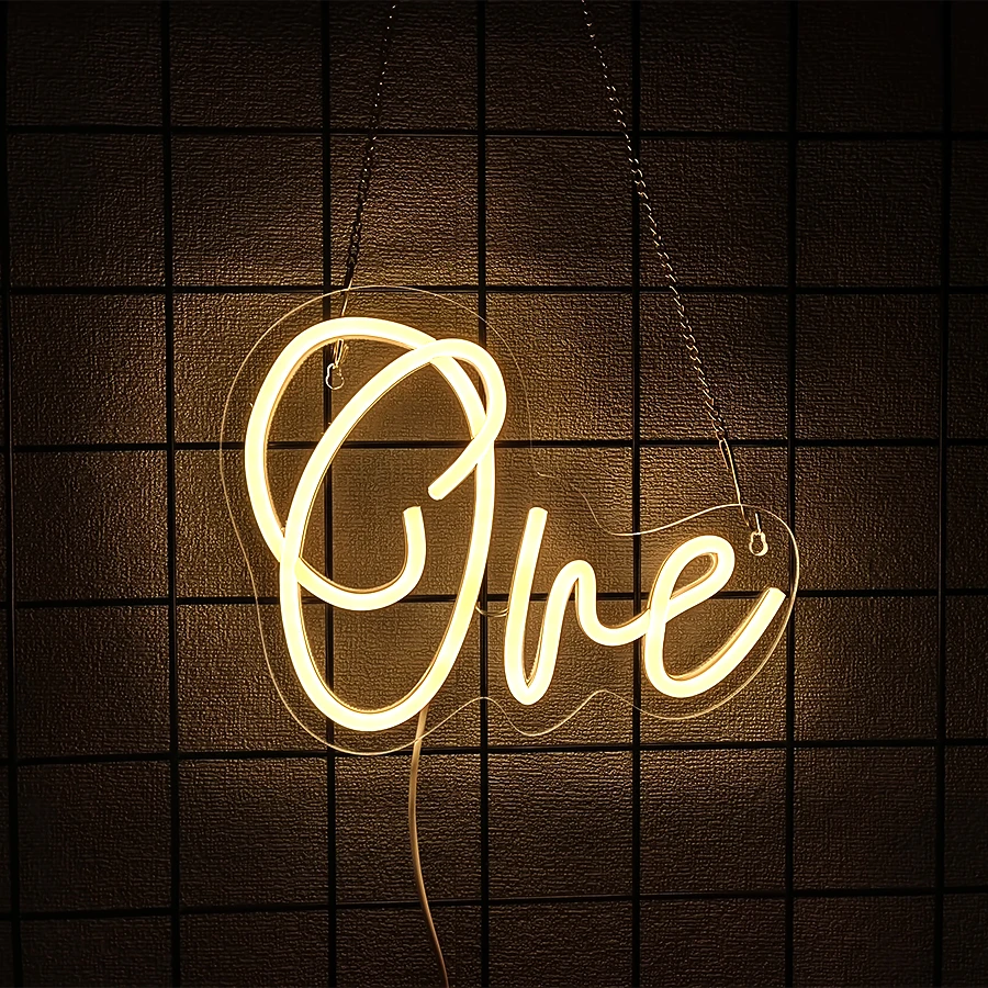 علامة نيون LED واحدة، أيقونة عيد ميلاد بعمر سنة واحدة، تستخدم لأعياد الميلاد والحفلات والذكرى السنوية والمنزل وديكور الزفاف وهدايا عيد الميلاد.