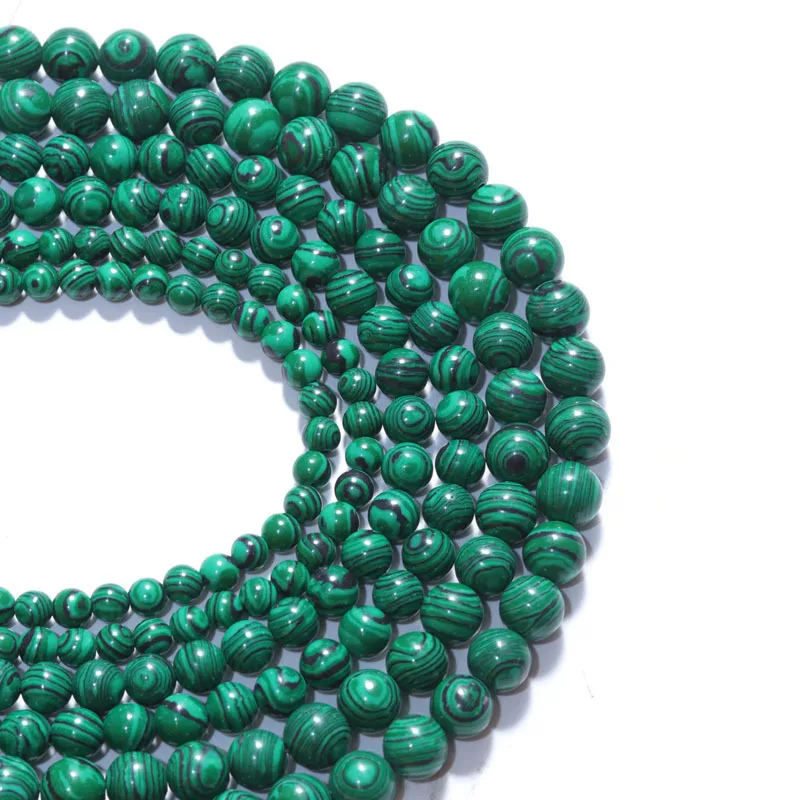 Wholesale Natural 6/8/10mm Malachite Smooth Round Loose Beads For Making Jewelry DIY Necklace Bracelet Strand 15