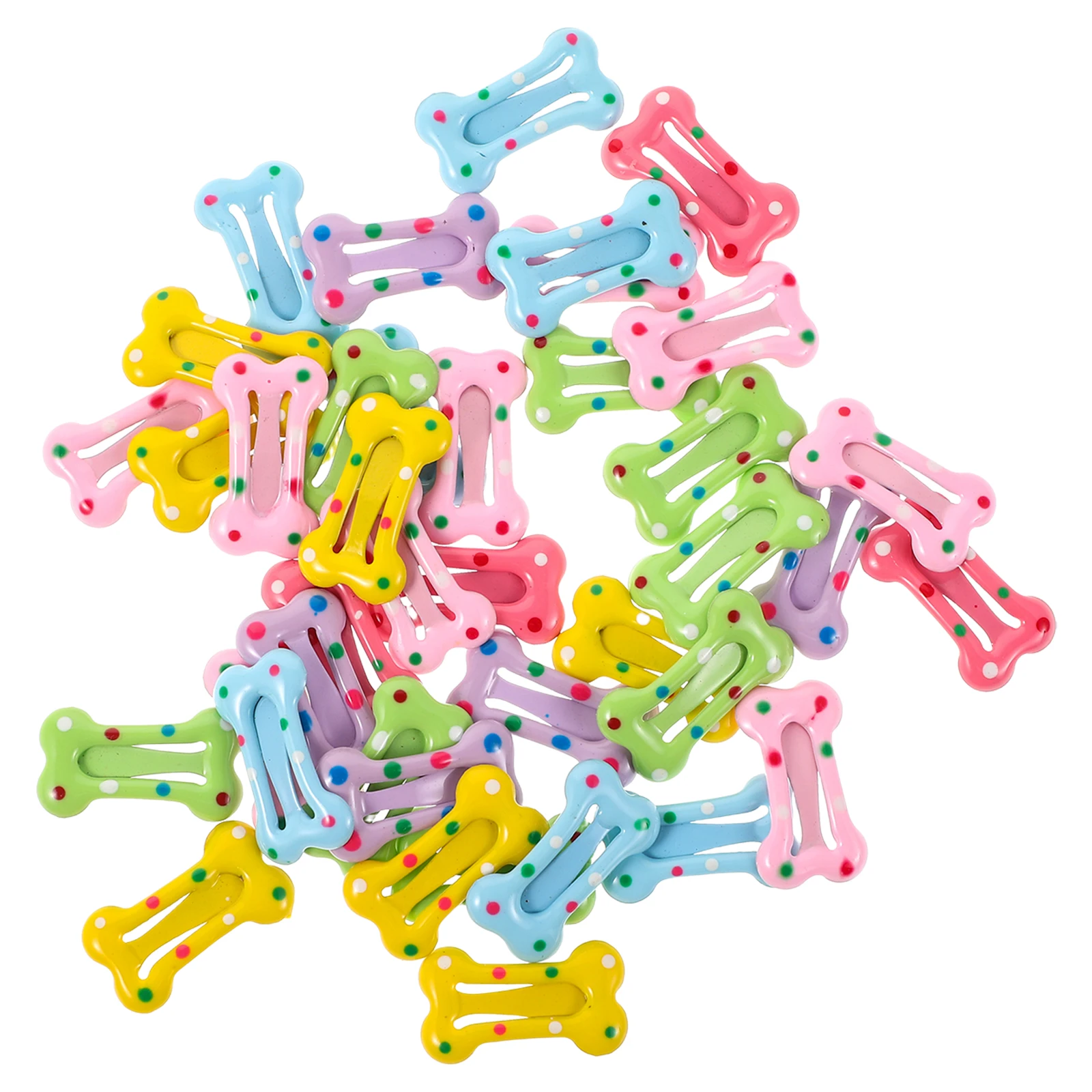 

40pcs Cute Mini Barrettes For Baby Girls Vibrant Candy Color Toddler Hair Clips Bone Shaped Dot Design Kawaii Snap Clips