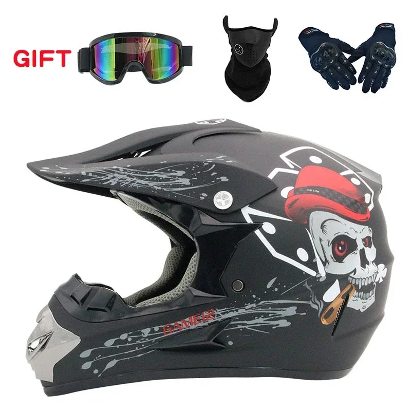 Motorcycle women Youth Kids Child Helmet Full Face Motocross Casco Moto Off-road Street Goggles Gloves Bike Helmets Capacete