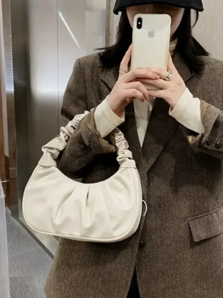 S-DN4 Bolsos de mano plisados a la moda para mujer, bolso de ocio con nube de PU para axila, bolsos de hombro tipo shopper, bolso de bola de masa para mujer