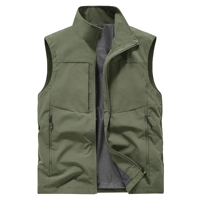 

Men's Faion Urban Vest Spring Workwear Multiple kets Loose Fit Flip Collar Zipper ket Casual All-Season Vest