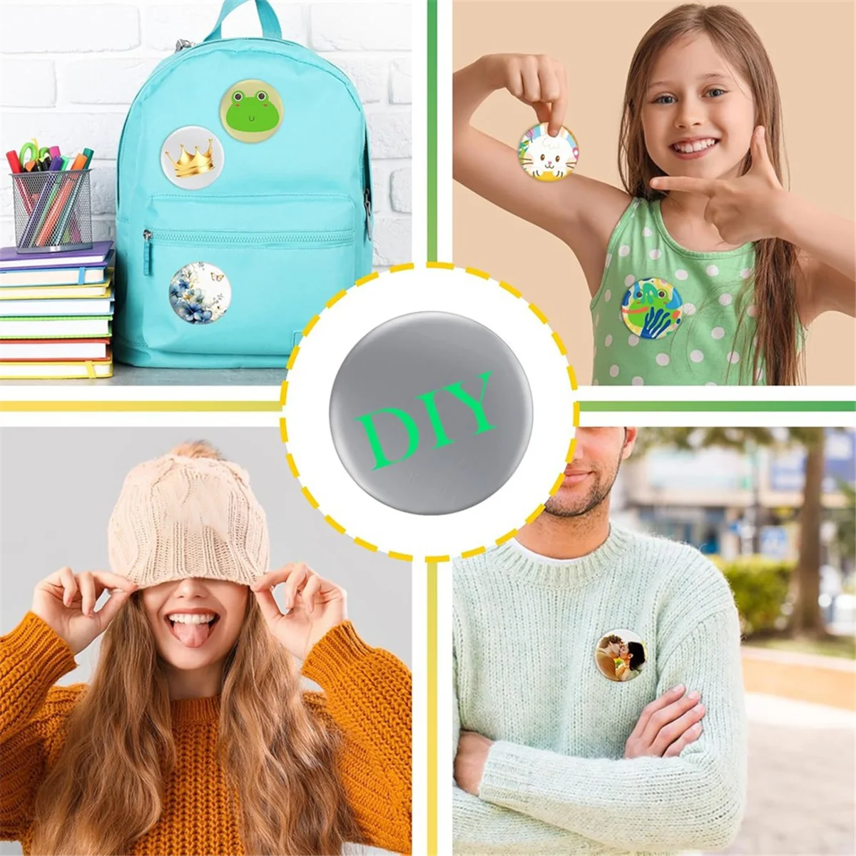 ABJZ 200 set di forniture per la produzione di bottoni da 58 mm/2,25 pollici, fai da te completo per bottoni e badge, adatto per macchina per la produzione di bottoni