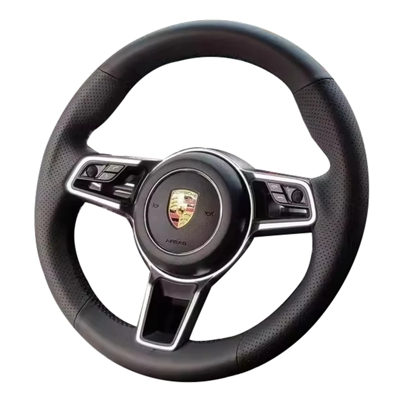 Car Steering Wheel Cover Leather For Parsche Cayenne S Cayenne Base E-Hybrid S Macan 918 Spyder 718 Boxster Cayman GT4 911