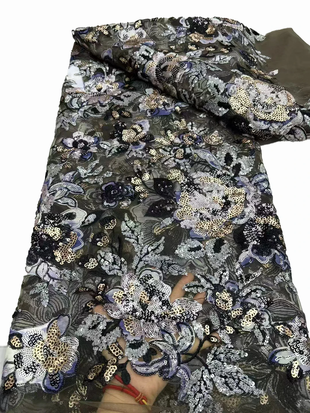 

New lace embroidery sequins embroidery fabric, African fashion lace sequins dress high-end dress fabrics