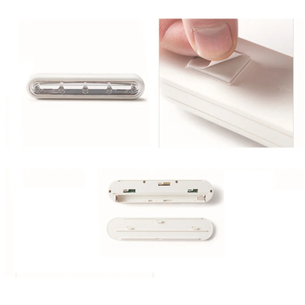 

5 Leds Mini LED Cabinet Light Button Switch Adhesive Bar Energy Saving Night Light for Bedside Cabinet Closet Drawer Wardrobe