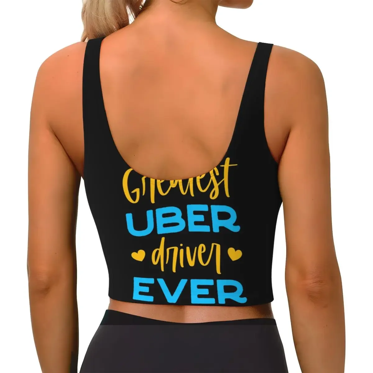Custom Greatest Uber Eats Driver Ever Rideshare Car Driving Women Sports Bra High Impact Vest Gym Workout Yoga Crop Tank Top