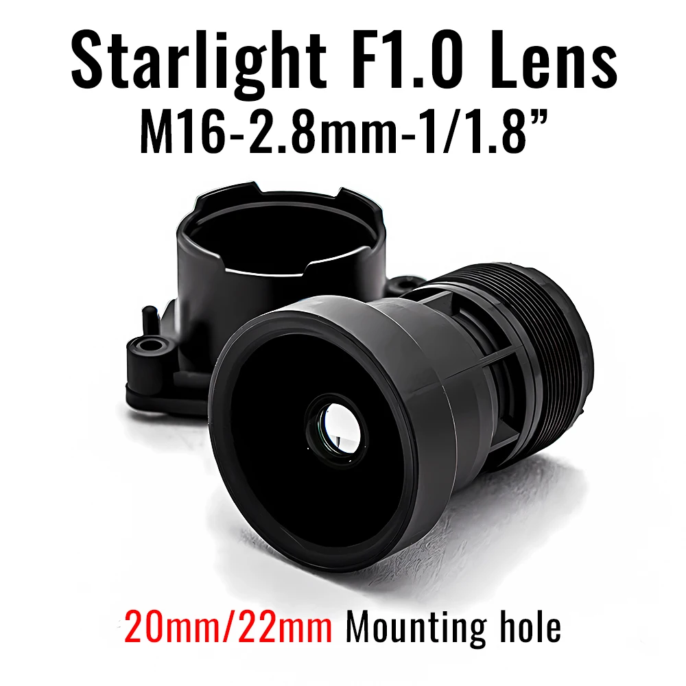 

8MP 2.8mm Starlight M16 Lens 1/1.8"Format F1.0 Aperture With 650nm IR Filter Holder Screw Spacing 20mm For HD Video Surveillance