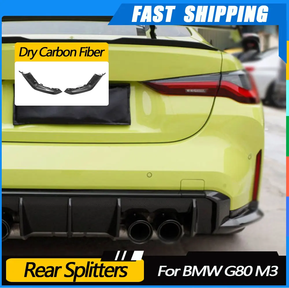

JMCARCOOL Dry Carbon Fiber Rear Side Lip Splitter Flaps Apron For BMW G80 G82 G83 M3 M4 2021+ Bumper Protect Car Accessories