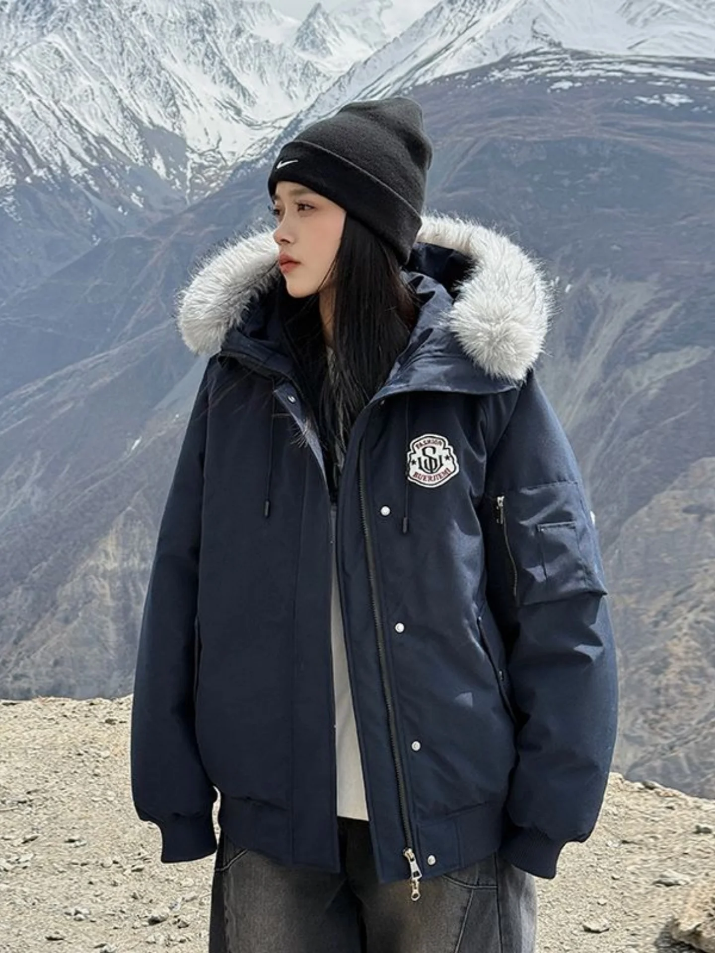 

Detachable Fur Collar Parka Jaet Men's Winter Thi Warm Workwear Coat American Trendy Brand Cotton Clothes down Jaet