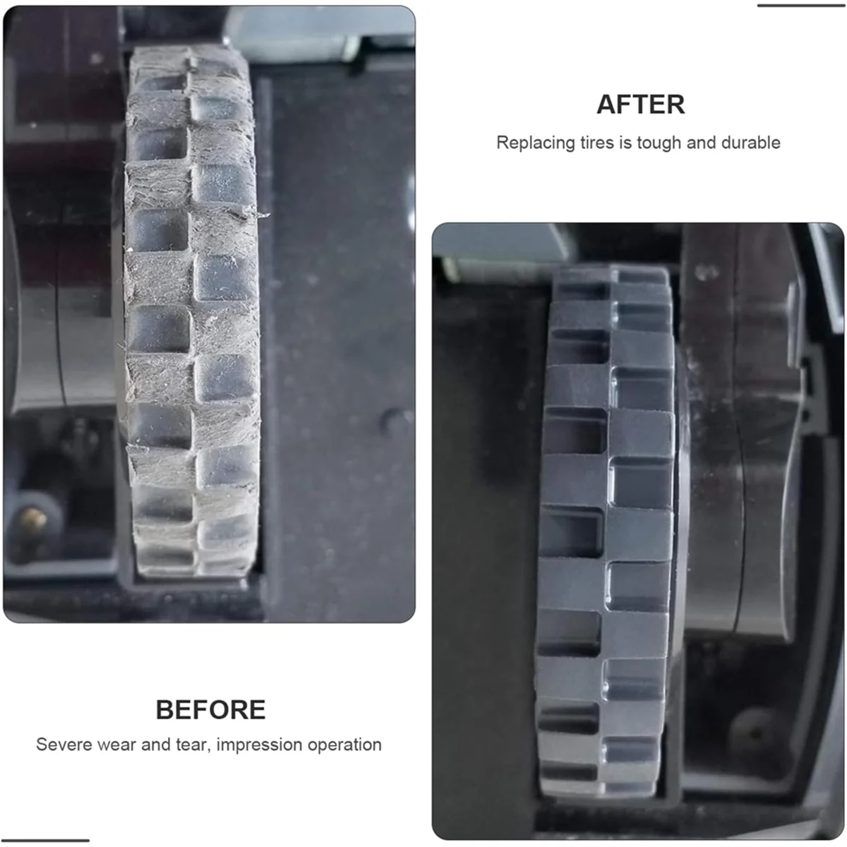 Tire Skin for IROBOT ROOMBA Wheels Series 500, 600, 700, 800 and 900 Anti-Slip, Great Adhesion and Easy Assembly