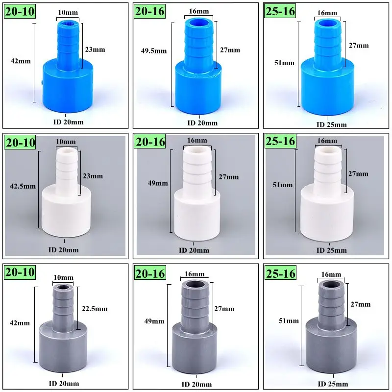 2pcs I.D 20-10/16mm 25-16mm Hose Pagoda Connector Variable Diameter Pagoda Aquarium Fish Tank Garden Irrigation Water Pipe Jiont