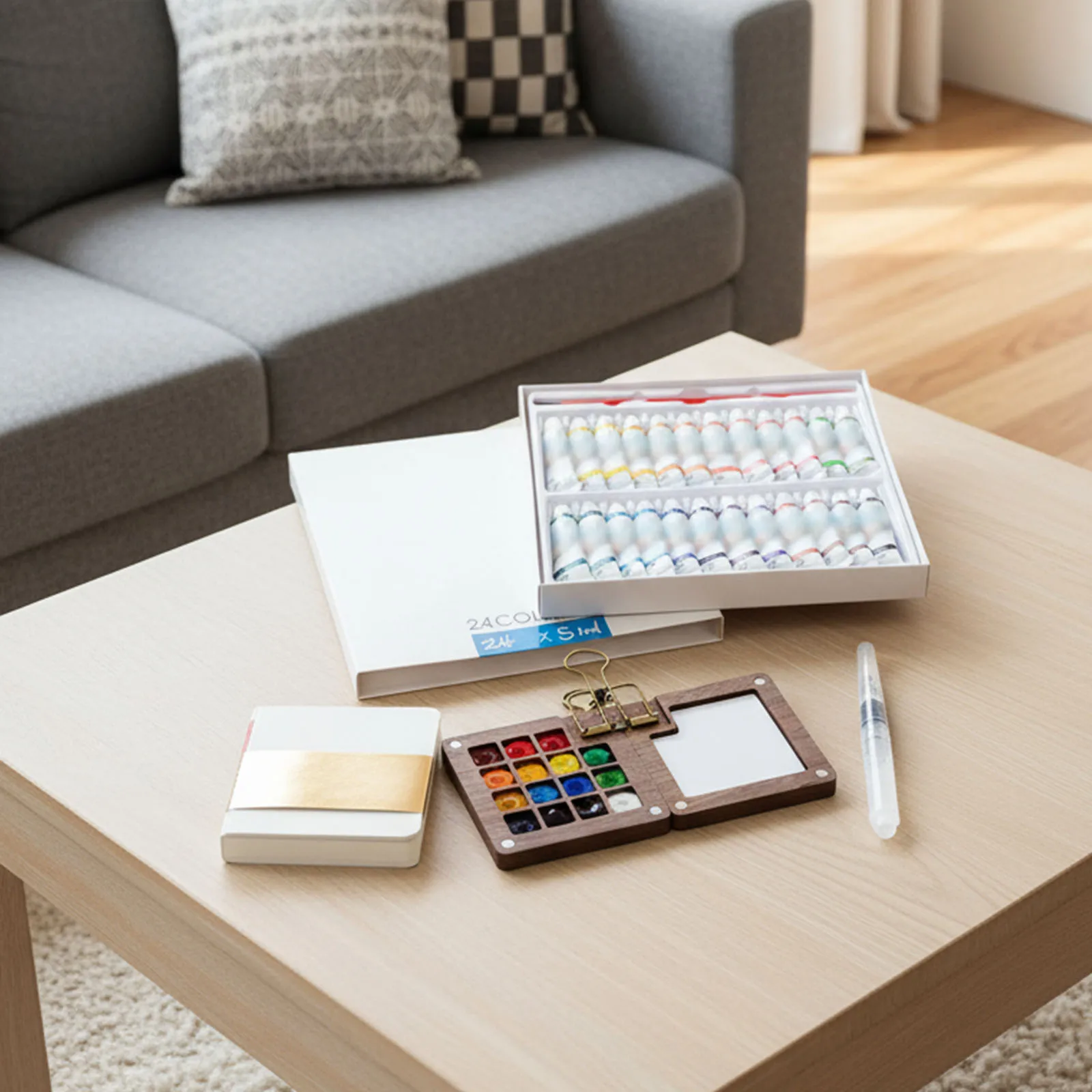 مجموعة ألوان مائية مع فرشاة وكراسة الرسم مجموعة ألوان مائية للسفر مجموعة ألوان مائية للجيب للسفر للرسام والفنان والطلاب المبتدئين #4