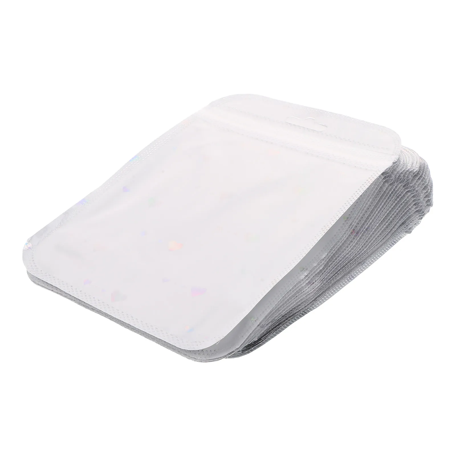 50Pcs Clear Window Heart-Shaped Resealable Bags Holographic Love Design Zip Seal Pouches for Jewelry Storage Candy Packaging