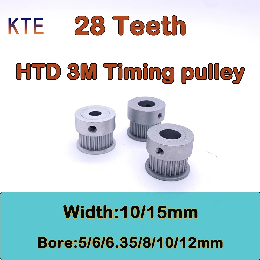 28 Teeth HTD 3M Timing Pulley Bore 5 6 6.35 8 10 12mm HTD 3M Synchronous Wheel Belt Width 10mm 15mm 28 Tooth HTD3M Timing Pulley