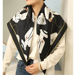 Large Square 100% Silk Scarf Shawl Neckerchief Womes Fashion Natural Silk Foulard Echarpe 35