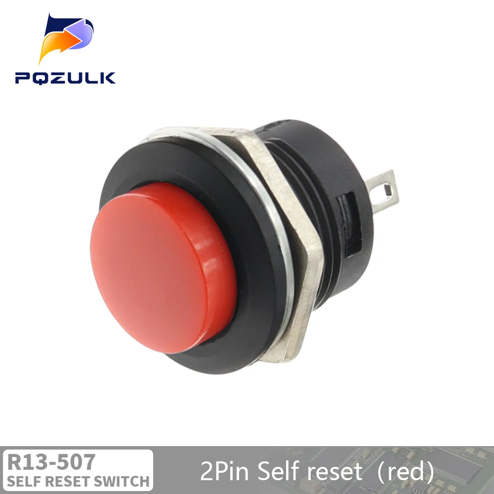 6PCS Momentary Push Button Switch 16mm Momentary 6A/125VAC 3A/250VAC Runde Schalter R13-507 SCHWARZ ROT GRÜN WEIß BLAU GELB