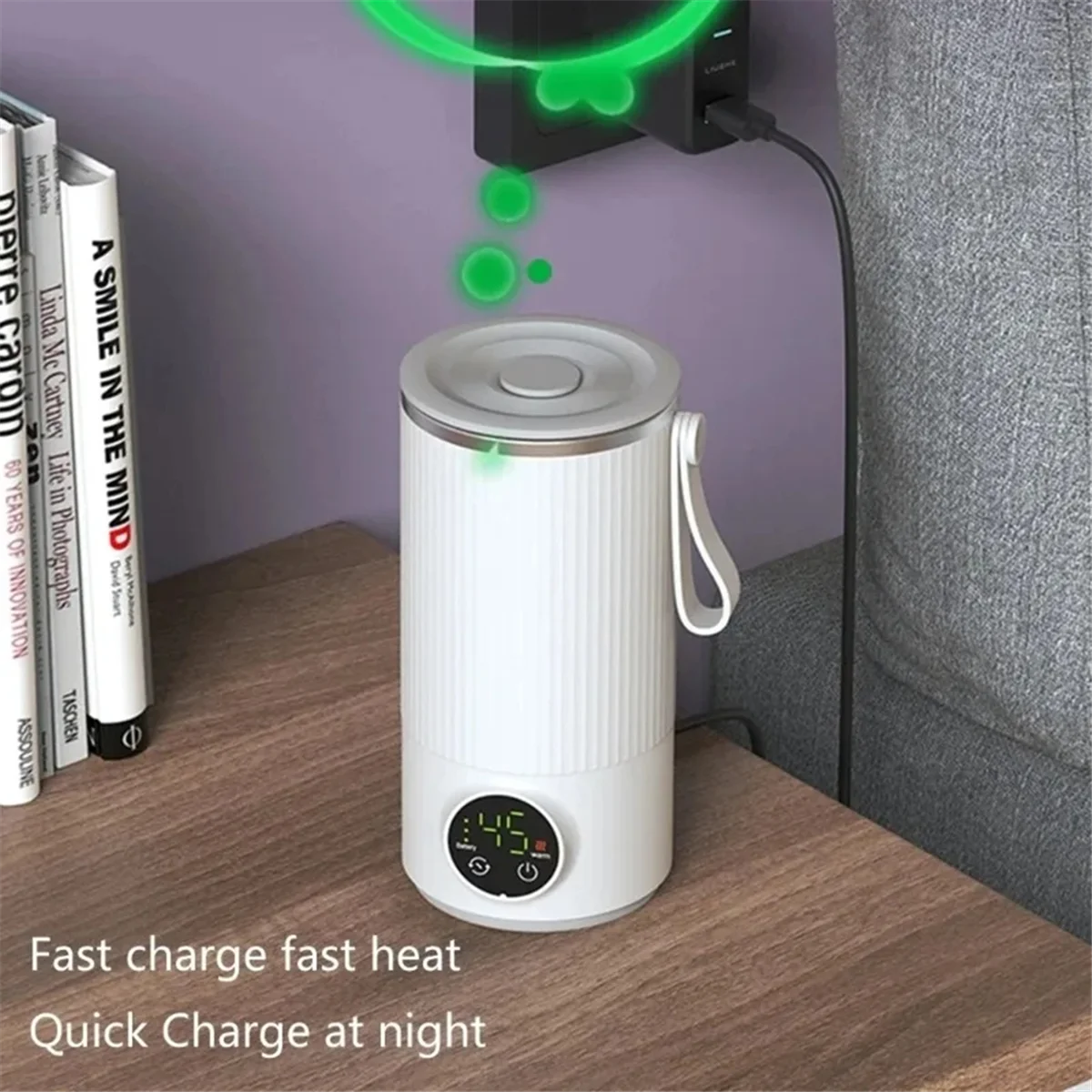 

Wireless Portable 6000mAh Rechargeable Battery Electric Cup Automatic Mixing Cup 300ML 6-Gear Temperature 110v-220v