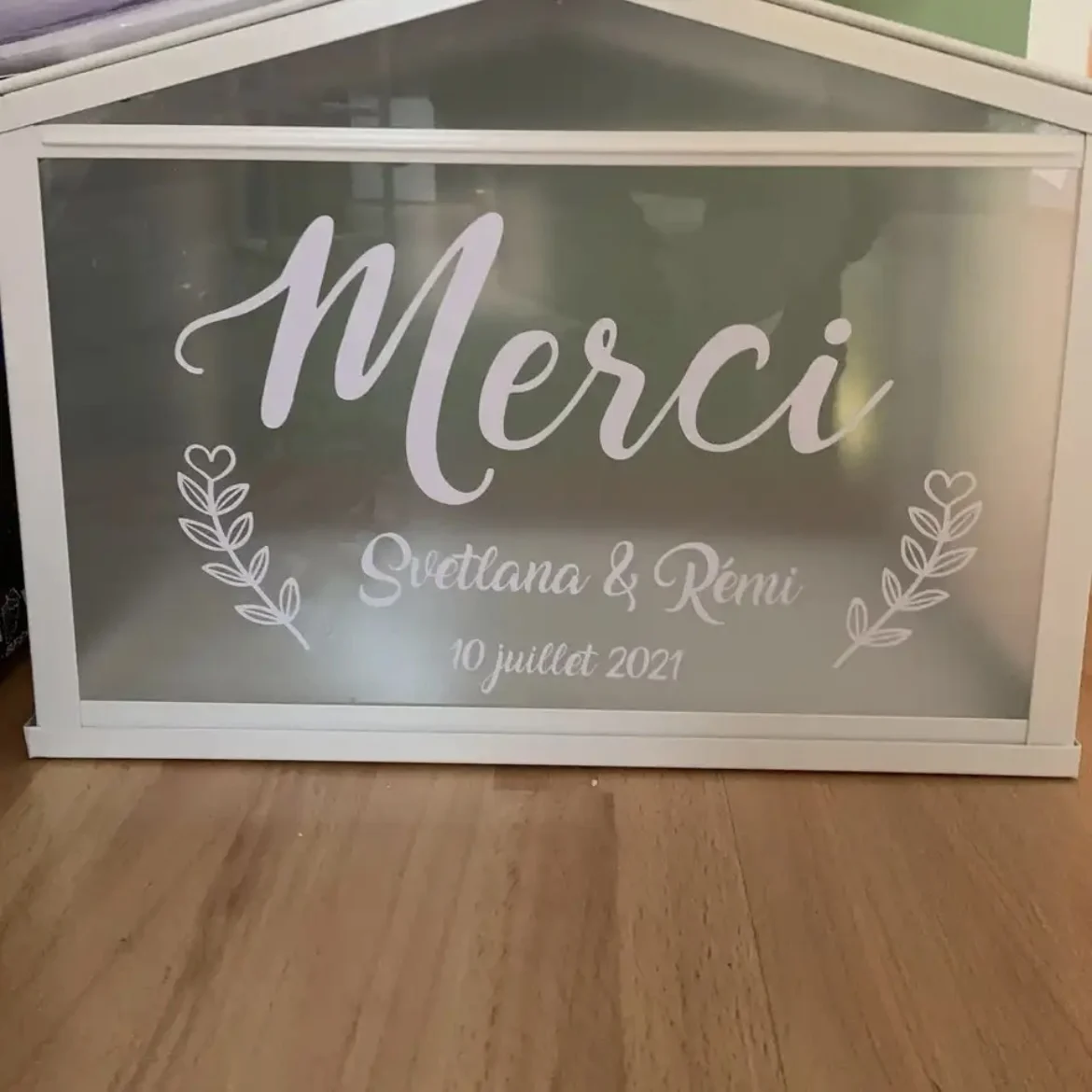 

Merci Wedding Decal Custom Name Date Welcome Sign Vinyl Wall Stickers for Cards Box Wedding Party Decor