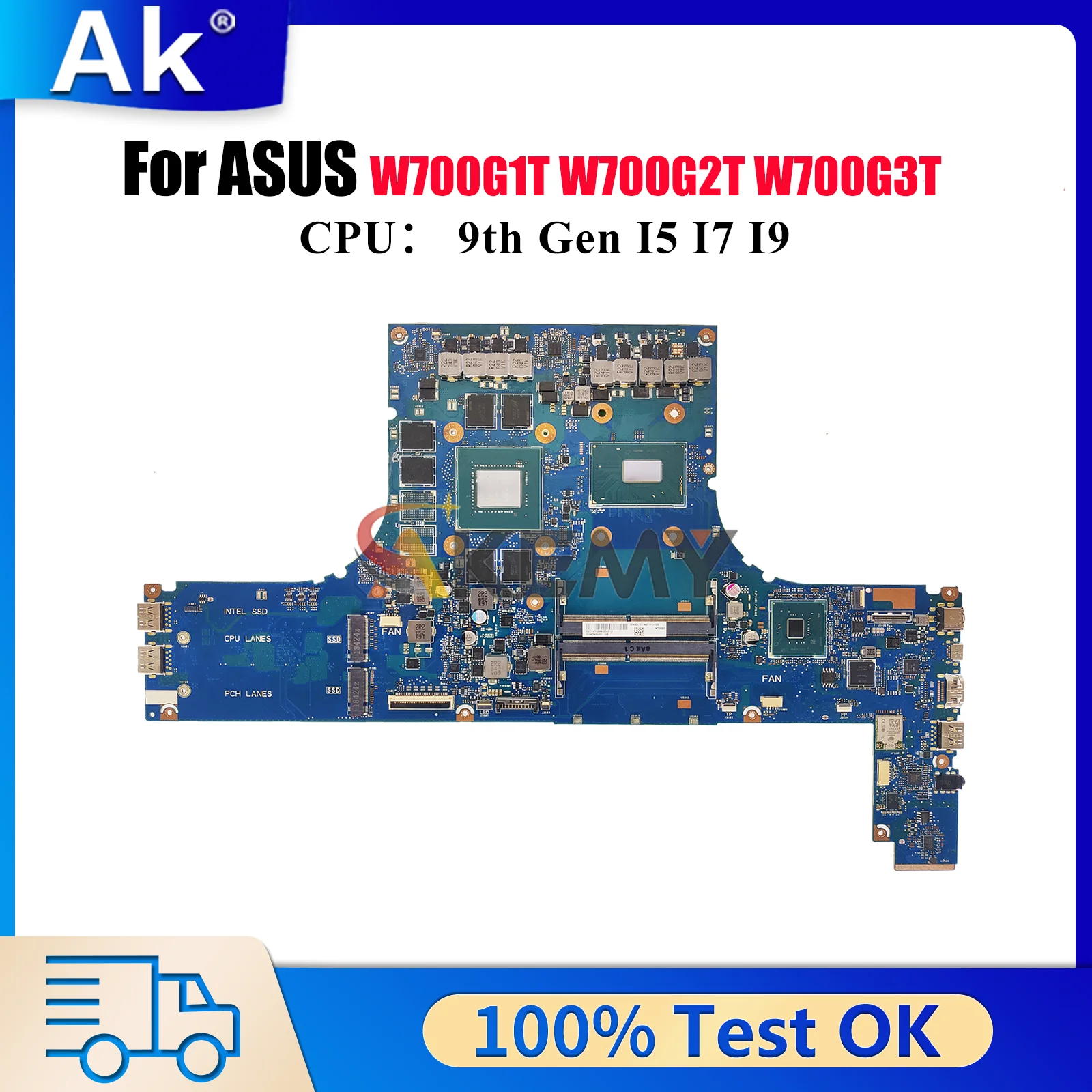 

W700G3P Laptop Motherboard For ASUS ProArt W700G1T W700G3T W700G2T W700G Notebook Mainboard With I5 I7 I9 CPU 100% tests OK stk