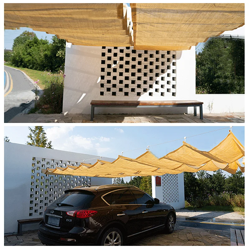 Imagem -04 - Onda Bege Retrátil Sunshade Net Toldo Telescópico ao ar Livre Sun Shade Sail Garden Sunblock Net Piscina Sun Shade Canopy