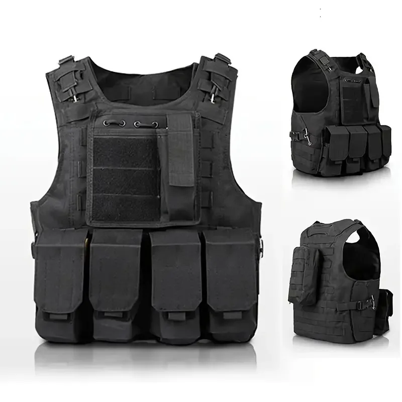 Tactical Airsoft Paintball Vest Outdoor Equipment For Men With Adjustable Buckles Molle System Detachable Hanging Bag Fit Cospla