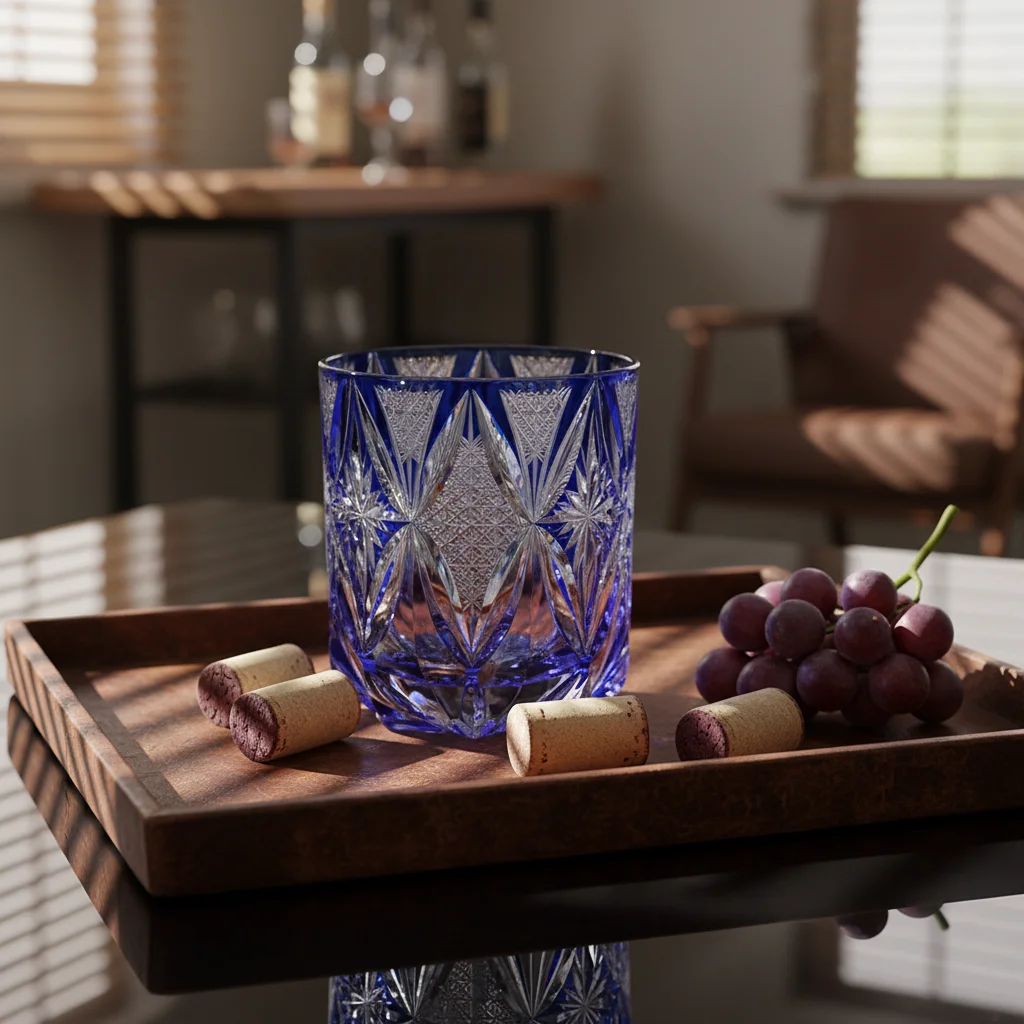 

Blue Butterfly Whiskey Glass 270ml, Vaso Whisky Azul Copo Whisky, Hand Engraved Edo Kiriko Crystal Japanese Barware Gift