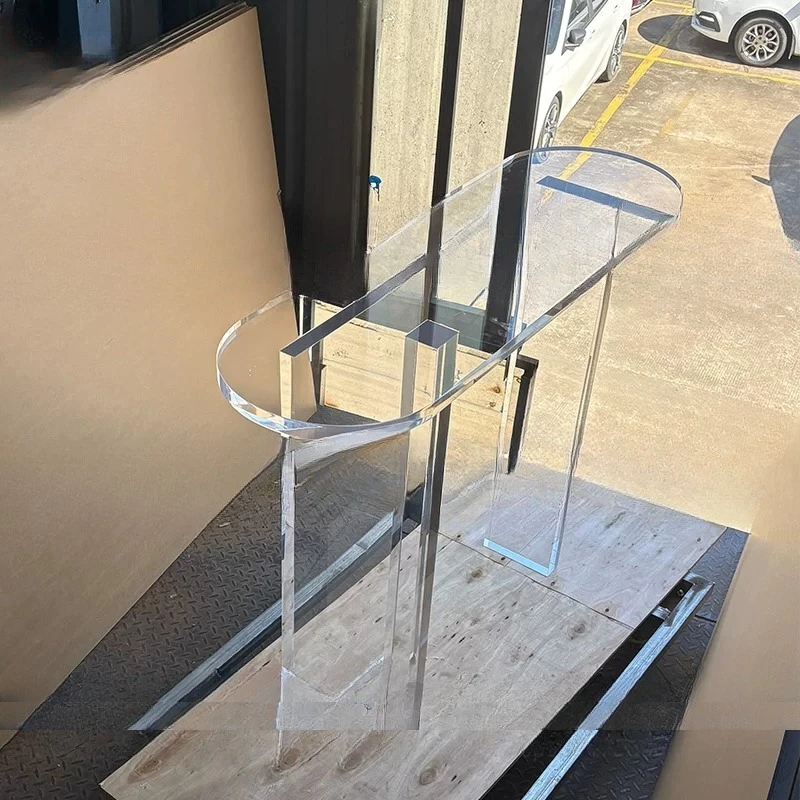 

Acrylic entrance simple modern high-end sense light luxury plexiglass desk home decoration table transparent oval table