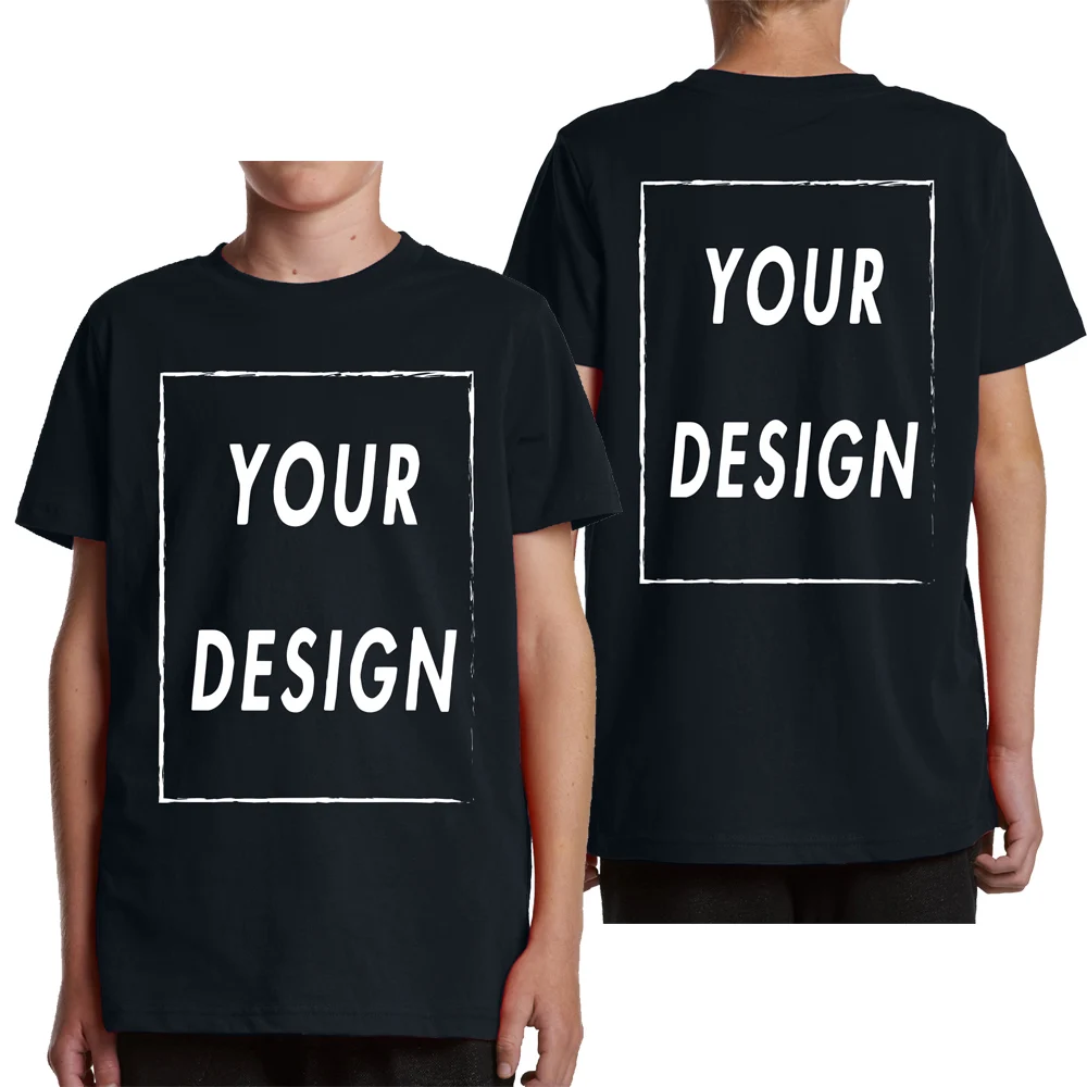 Custom T-shirt for Youth Front Back Print Your Own Logo Text Photo 100% Cotton Personalized Premium Kids Gifts T Shirts