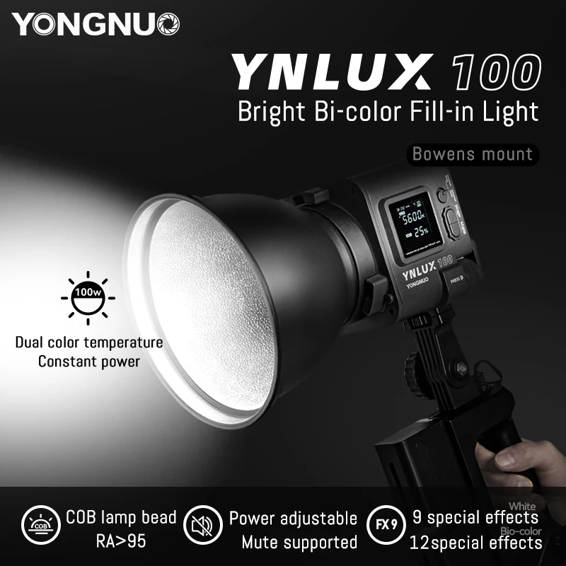 Yongnuo YNLUX100 100W 3200K-5600K Bowens Mount Handheld Outdoor LED Light