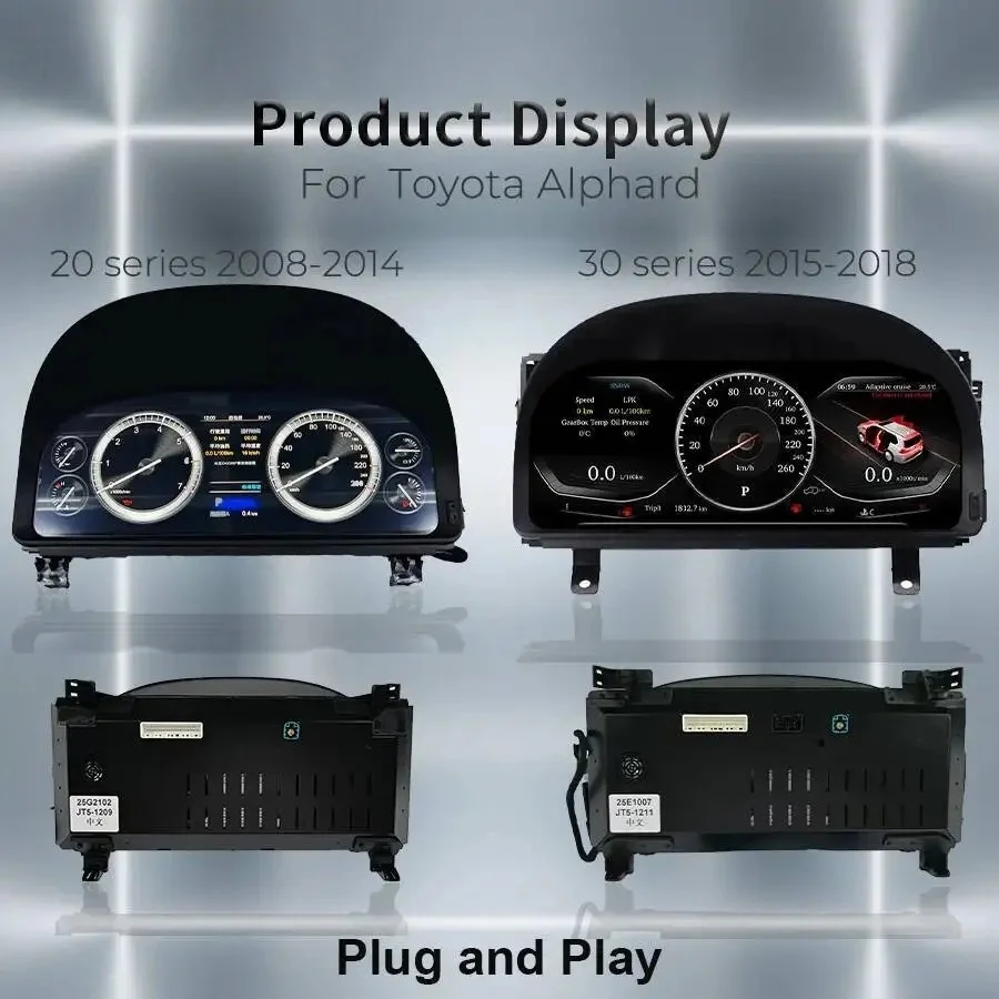 For Toyota Vellfire Alphard 20 30Series A20 A30 2008-2018 Carplay Speedometer Virtual Cockpit Car LCD Digital Instrument Cluster