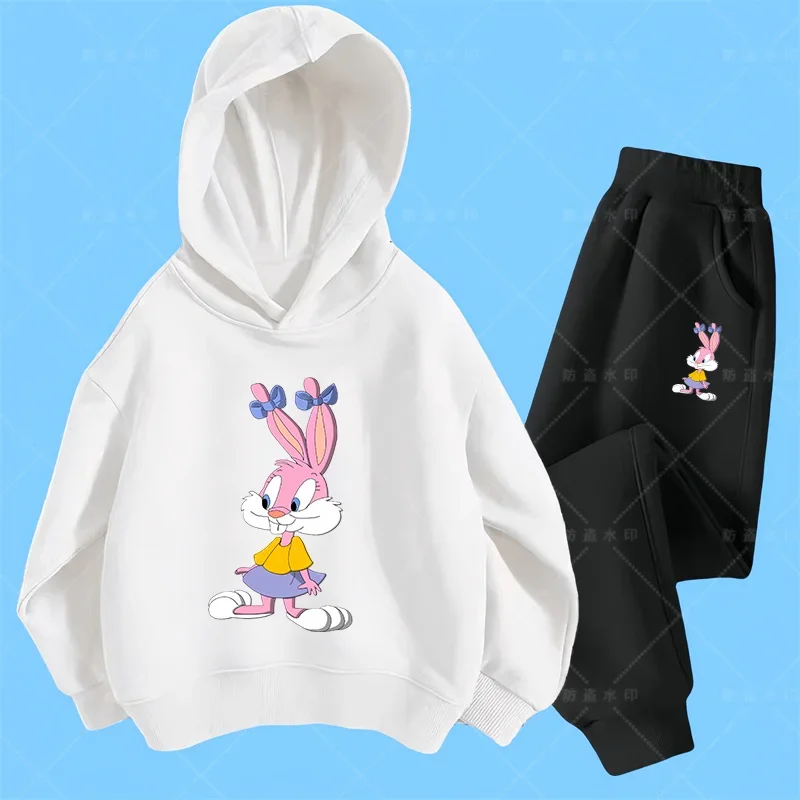 2024 autumn Bugs Bunny Sweatshirt Boy Sweatshirt girls Bugs Bunny Sweatshirt Hoodies Pant 2Pcs Kids Tracksuits Children Clothing