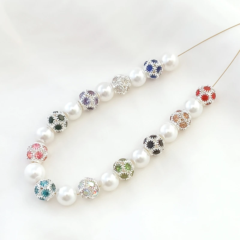 

6 шт., новая медная серебряная микроинкрустация с разноцветными цирконовыми шариками, круглыми бусинами, материалы для ювелирных аксессуаров ручной работы своими руками